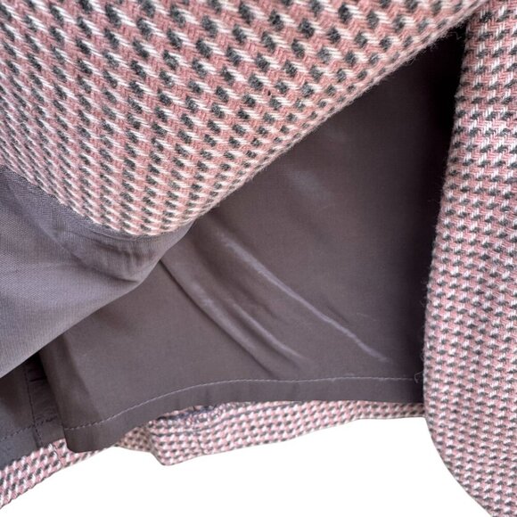 Jessica Scott Vintage Womens Pink Black Wool Blend Houndstooth Blazer Jacket 14 - Picture 9 of 10